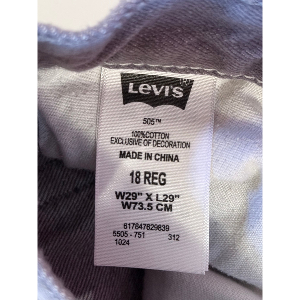 Levi’s 505 Boys Straight Leg Jeans Gray Slight Mauve Tint Sz 18Reg 29x29 - Picture 7 of 9